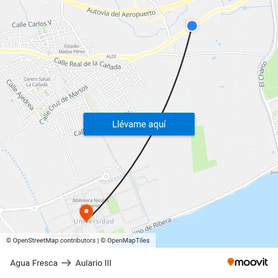 Agua Fresca to Aulario III map