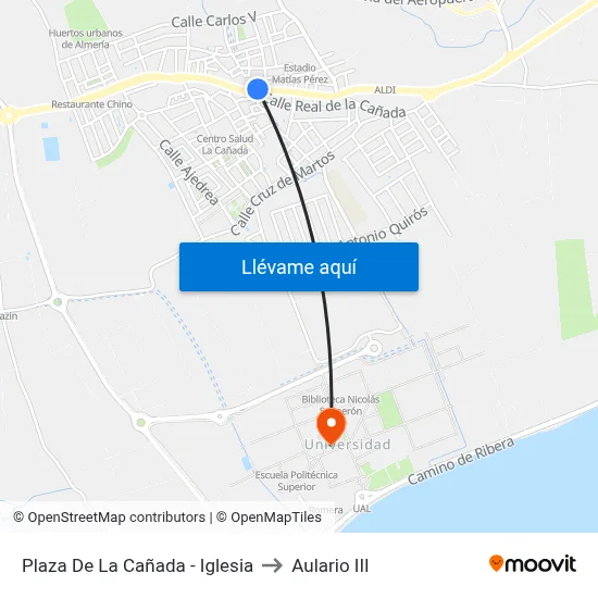 Plaza De La Cañada - Iglesia to Aulario III map