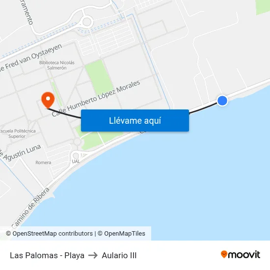 Las Palomas - Playa to Aulario III map