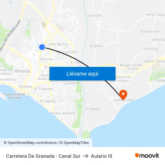 Carretera De Granada - Canal Sur to Aulario III map
