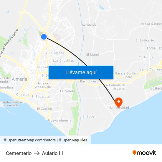 Cementerio to Aulario III map