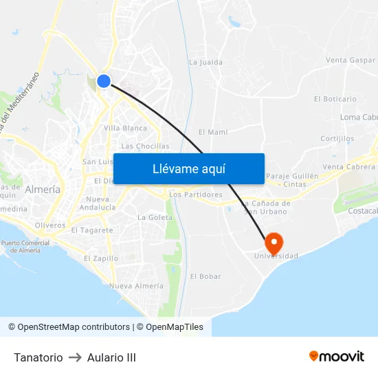 Tanatorio to Aulario III map