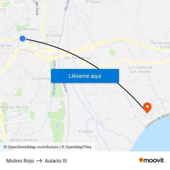 Molino Rojo to Aulario III map