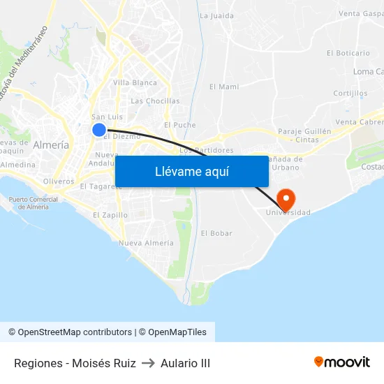 Regiones - Moisés Ruiz to Aulario III map