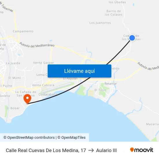 Calle Real Cuevas De Los Medina, 17 to Aulario III map