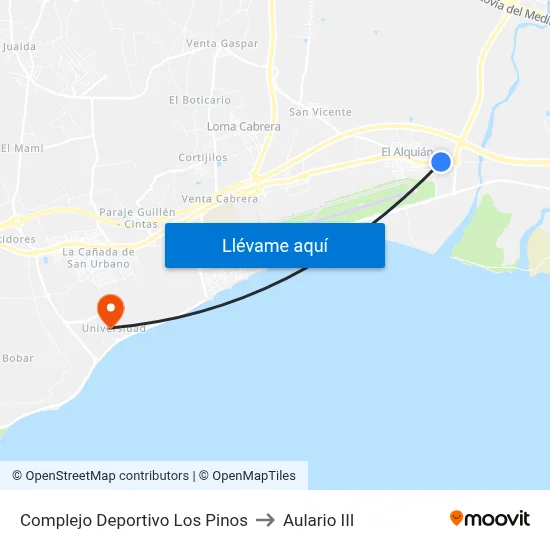 Complejo Deportivo Los Pinos to Aulario III map