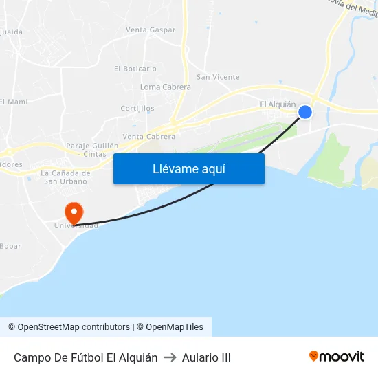 Campo De Fútbol El Alquián to Aulario III map