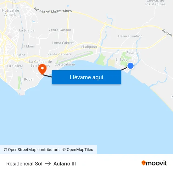 Residencial Sol to Aulario III map