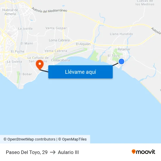 Paseo Del Toyo, 29 to Aulario III map