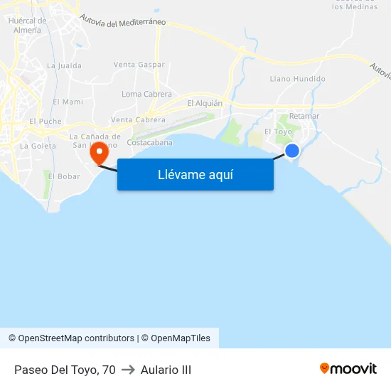 Paseo Del Toyo, 70 to Aulario III map