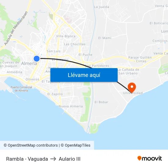 Rambla - Vaguada to Aulario III map