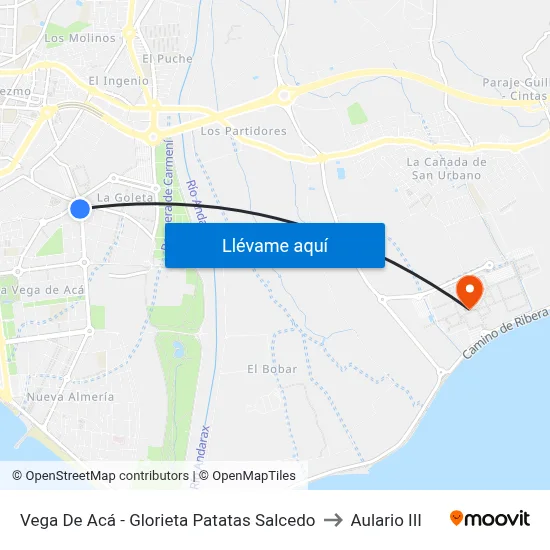 Vega De Acá - Glorieta Patatas Salcedo to Aulario III map