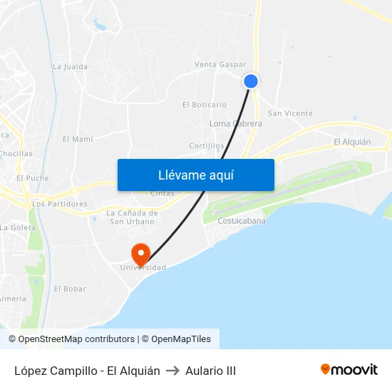 López Campillo - El Alquián to Aulario III map