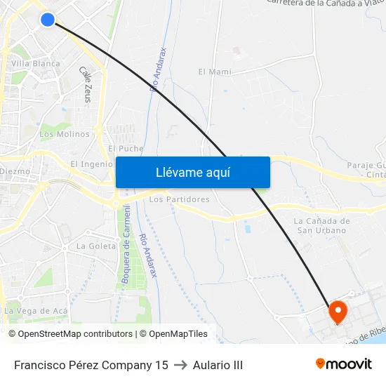 Francisco Pérez Company 15 to Aulario III map