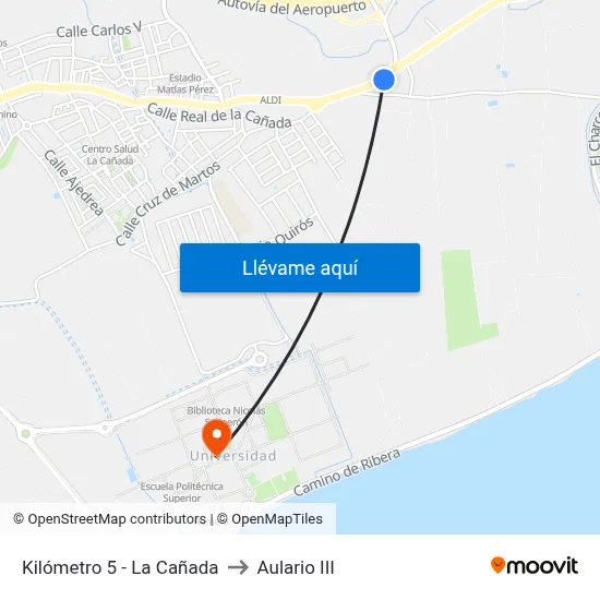 Kilómetro 5 - La Cañada to Aulario III map