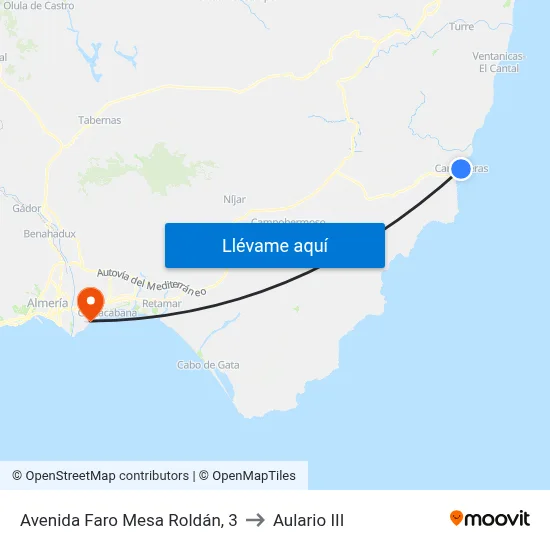 Avenida Faro Mesa Roldán, 3 to Aulario III map