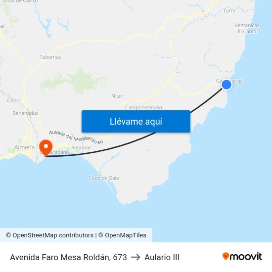 Avenida Faro Mesa Roldán, 673 to Aulario III map