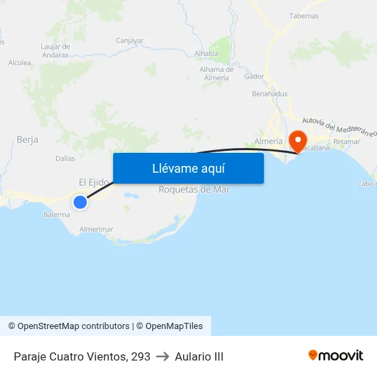 Paraje Cuatro Vientos, 293 to Aulario III map