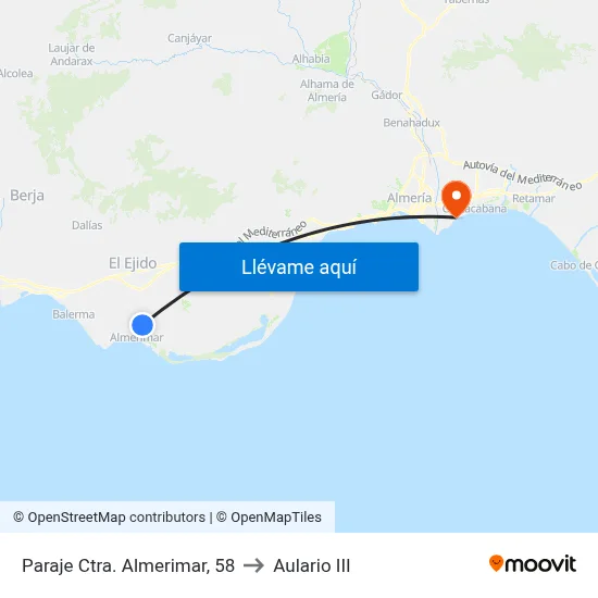 Paraje Ctra. Almerimar, 58 to Aulario III map