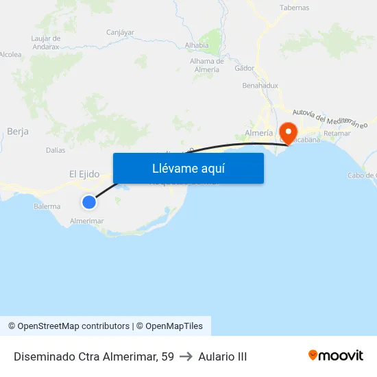 Diseminado Ctra Almerimar, 59 to Aulario III map