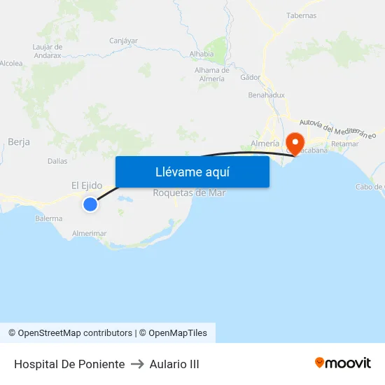 Hospital De Poniente to Aulario III map