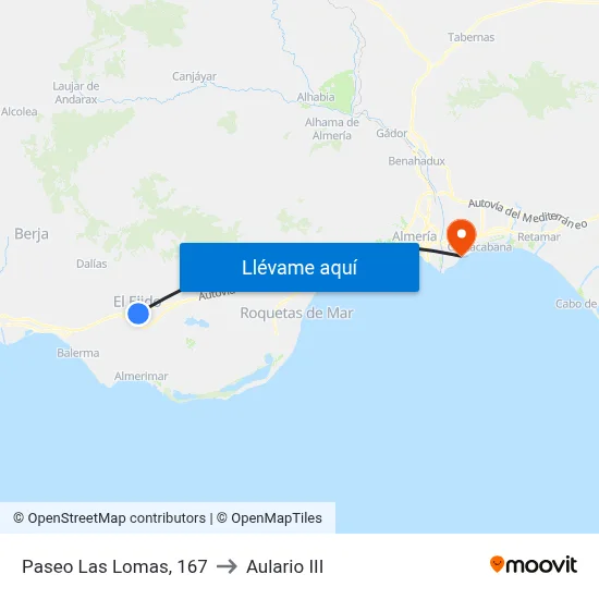 Paseo Las Lomas, 167 to Aulario III map