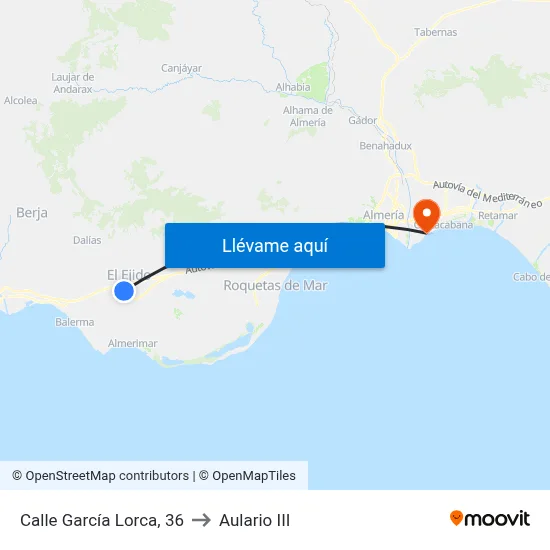 Calle García Lorca, 36 to Aulario III map