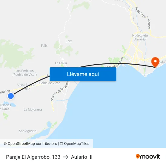 Paraje El Algarrobo, 133 to Aulario III map