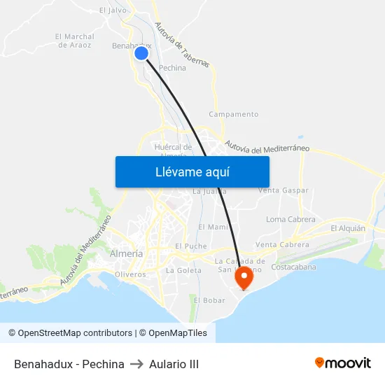 Benahadux - Pechina to Aulario III map