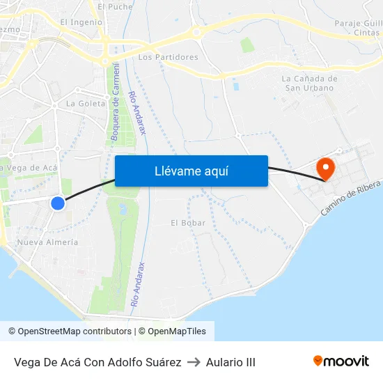 Vega De Acá Con Adolfo Suárez to Aulario III map