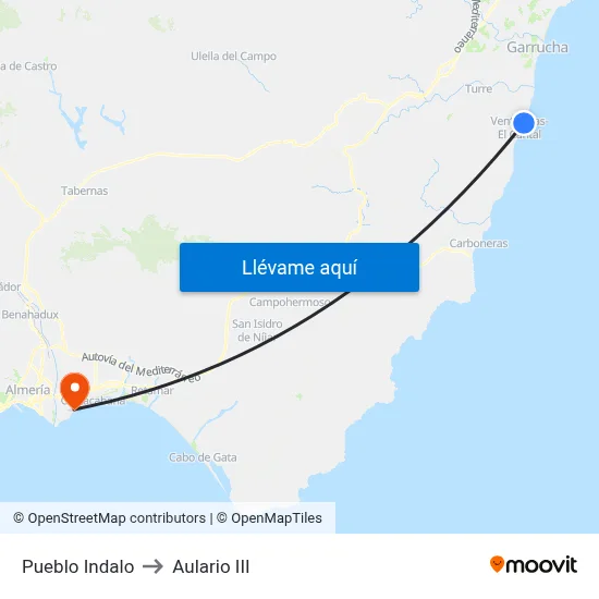 Pueblo Indalo to Aulario III map