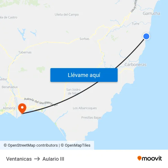 Ventanicas to Aulario III map