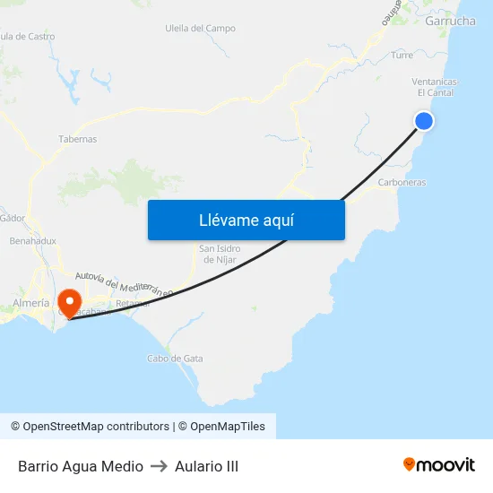 Barrio Agua Medio to Aulario III map