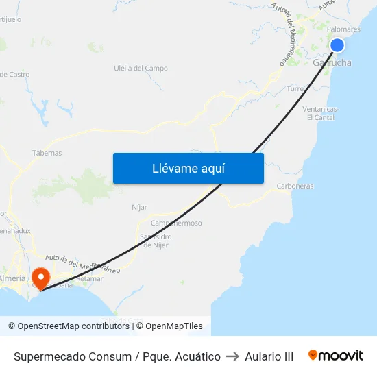 Supermecado Consum / Pque. Acuático to Aulario III map