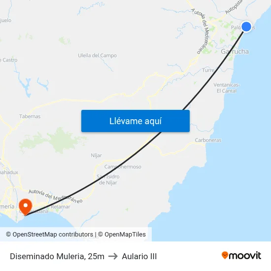 Diseminado Muleria, 25m to Aulario III map