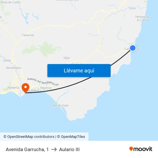 Avenida Garrucha, 1 to Aulario III map