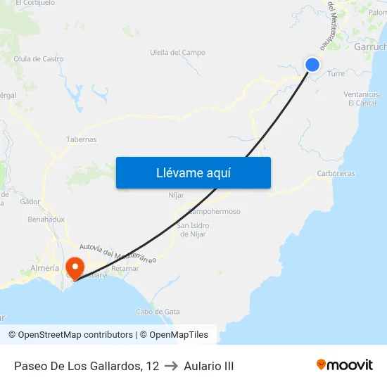 Paseo De Los Gallardos, 12 to Aulario III map