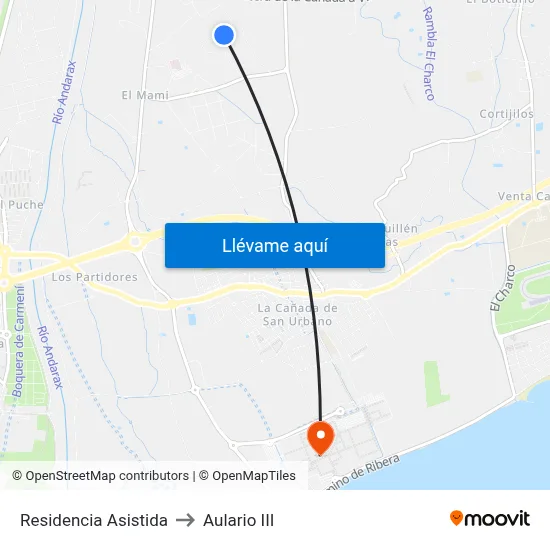 Residencia Asistida to Aulario III map