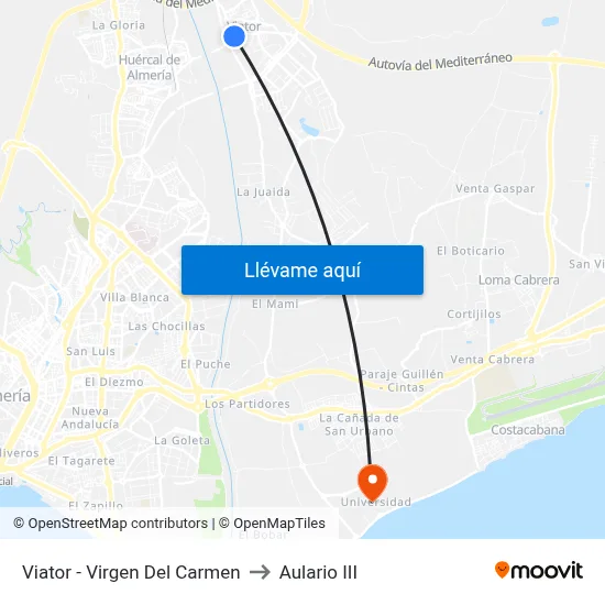 Viator - Virgen Del Carmen to Aulario III map