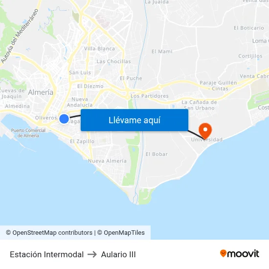 Estación Intermodal to Aulario III map