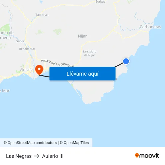 Las Negras to Aulario III map