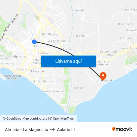 Almería - La Magnesita to Aulario III map