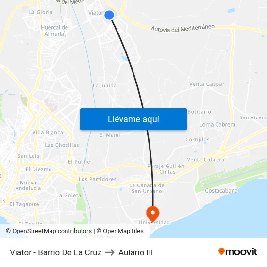 Viator - Barrio De La Cruz to Aulario III map