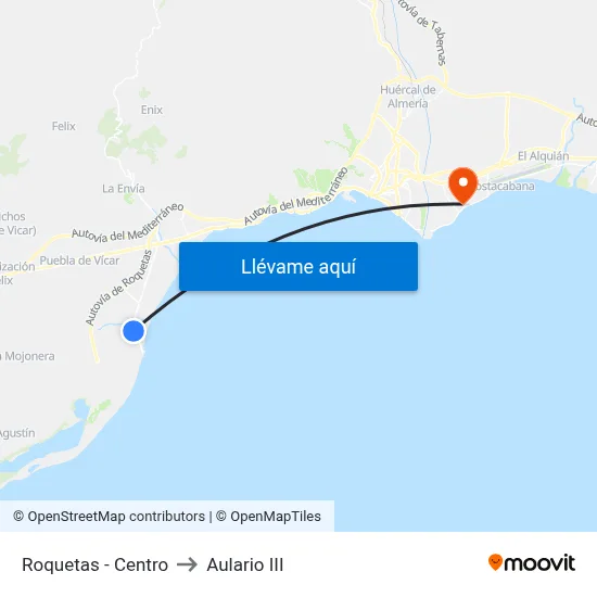 Roquetas - Centro to Aulario III map