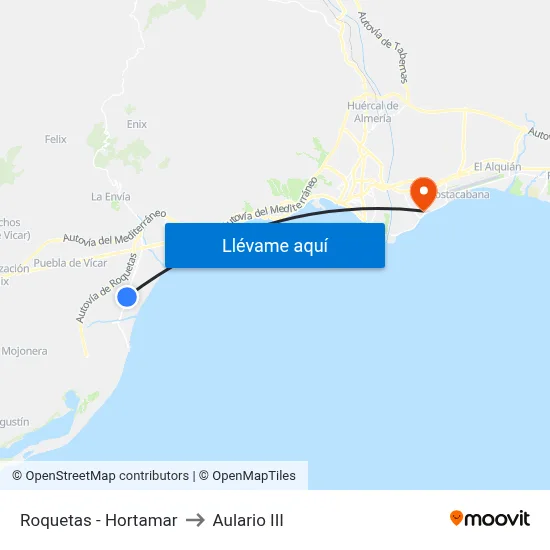 Roquetas - Hortamar to Aulario III map