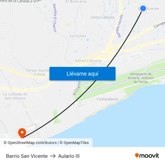 Barrio San Vicente to Aulario III map
