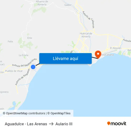 Aguadulce - Las Arenas to Aulario III map