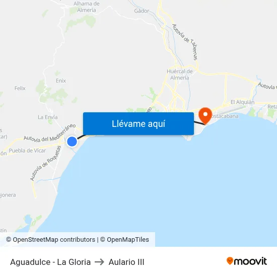 Aguadulce - La Gloria to Aulario III map