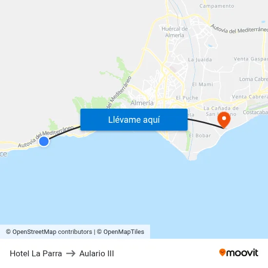 Hotel La Parra to Aulario III map
