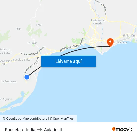Roquetas - India to Aulario III map